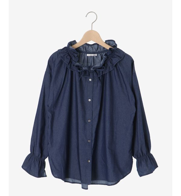  「フリルネックデニムブラウス」|シャツ・ブラウス|