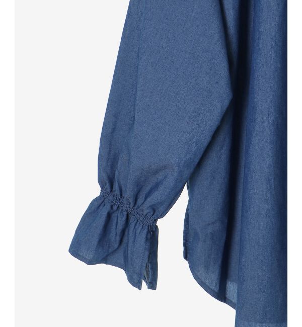  「フリルネックデニムブラウス」|シャツ・ブラウス|