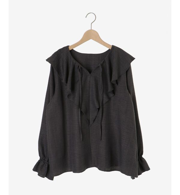  「《手洗い可能》ウールタッチフリルカラーブラウス」|シャツ・ブラウス|