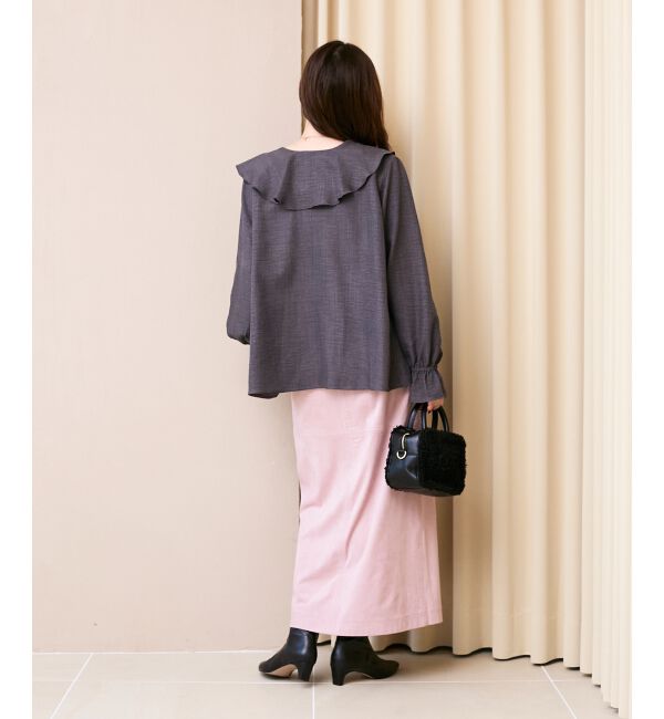  「《手洗い可能》ウールタッチフリルカラーブラウス」|シャツ・ブラウス|