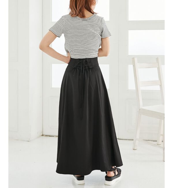 MAJESTICLEGON「バックレースアップフレアスカート」|フレア|