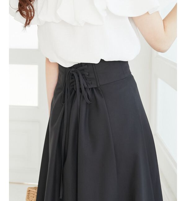 MAJESTICLEGON「バックレースアップフレアスカート」|フレア|