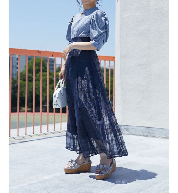 MAJESTICLEGON「バックレースアップフレアスカート」|フレア|