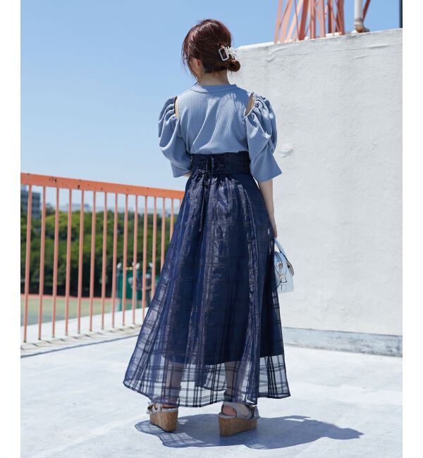 MAJESTICLEGON「バックレースアップフレアスカート」|フレア|