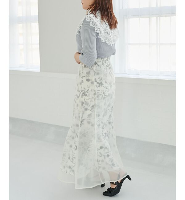 MAJESTICLEGON「レースカラーハーフスリーブニット」|ニット・セーター|