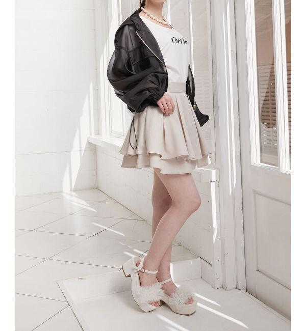 MAJESTICLEGON「チュール&times;パール厚底サンダル」|サンダル|