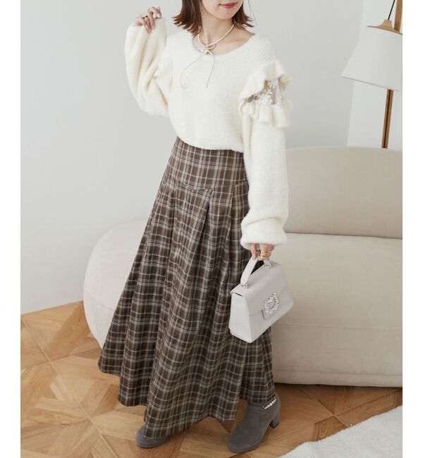 MAJESTICLEGON「バックレースアップフレアスカート」|フレア|