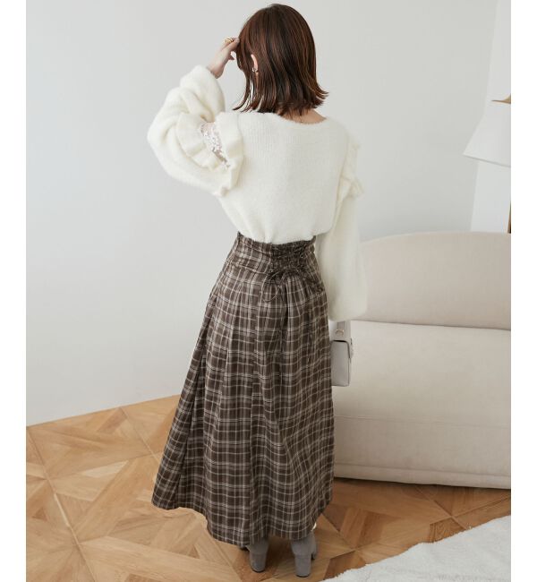 MAJESTICLEGON「バックレースアップフレアスカート」|フレア|