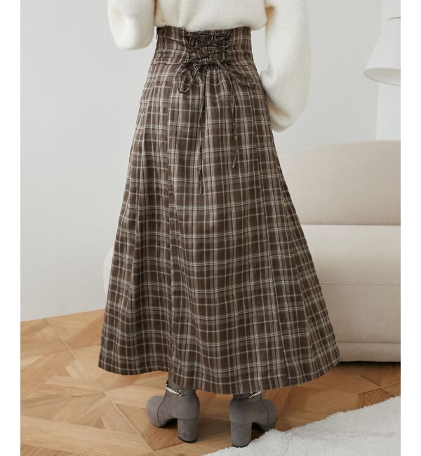 MAJESTICLEGON「バックレースアップフレアスカート」|フレア|