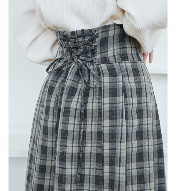 MAJESTICLEGON「バックレースアップフレアスカート」|フレア|