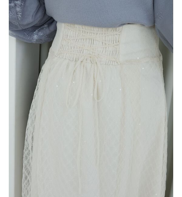 MAJESTICLEGON「バックレースアップフレアスカート」|フレア|