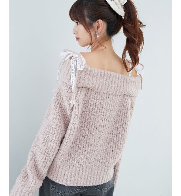 「◎レースリボンオフショルニット」|ニット・セーター|