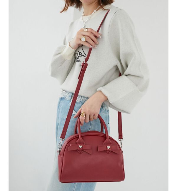 MAJESTICLEGON「ハートリボンミニボストン」|ボストンバッグ|ボルドー