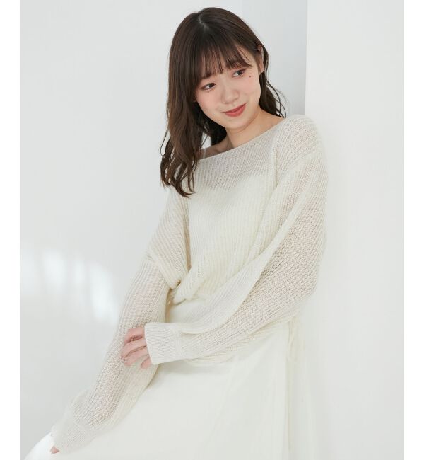 MAJESTICLEGON「キラキラドロストメッシュニット」|ニット・セーター|アイボリー