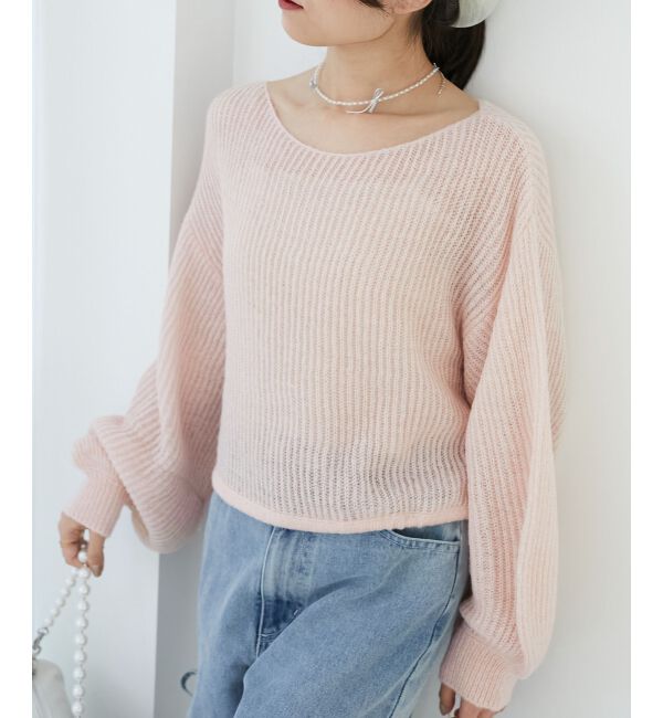 MAJESTICLEGON「キラキラドロストメッシュニット」|ニット・セーター|