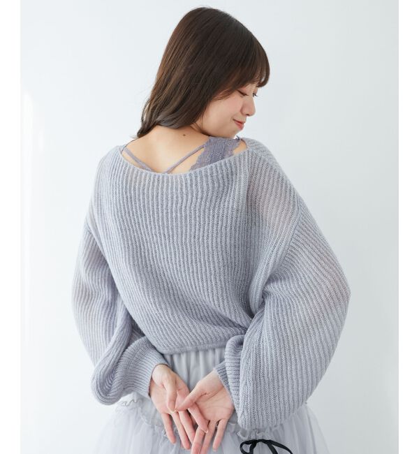 MAJESTICLEGON「キラキラドロストメッシュニット」|ニット・セーター|