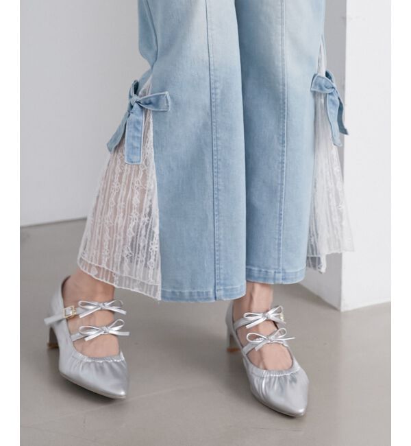 MAJESTICLEGON「ダブルリボンギャザーパンプス」|パンプス|