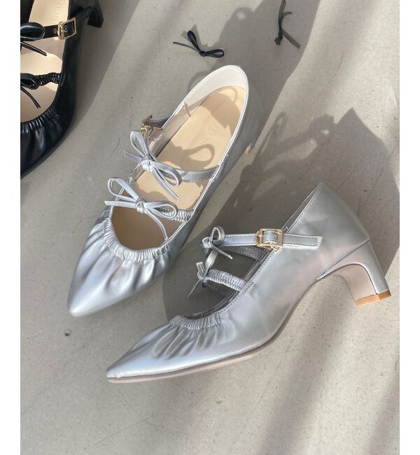 MAJESTICLEGON「ダブルリボンギャザーパンプス」|パンプス|