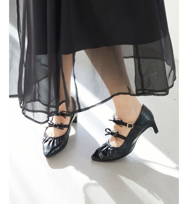 MAJESTICLEGON「ダブルリボンギャザーパンプス」|パンプス|