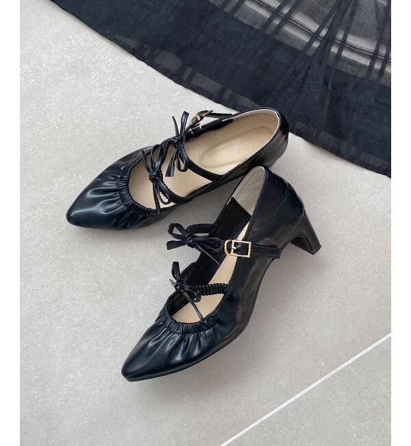 MAJESTICLEGON「ダブルリボンギャザーパンプス」|パンプス|