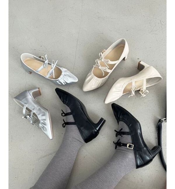 MAJESTICLEGON「ダブルリボンギャザーパンプス」|パンプス|