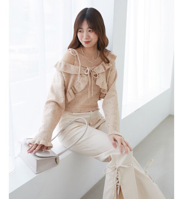 MAJESTICLEGON「ネップキャミセットフリルカーディガン」|カーディガン|