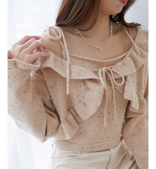 MAJESTICLEGON「ネップキャミセットフリルカーディガン」|カーディガン|