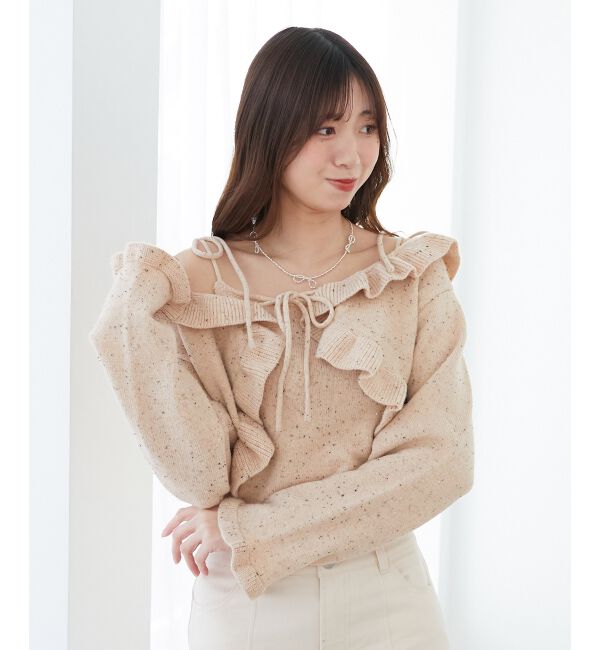 MAJESTICLEGON「ネップキャミセットフリルカーディガン」|カーディガン|