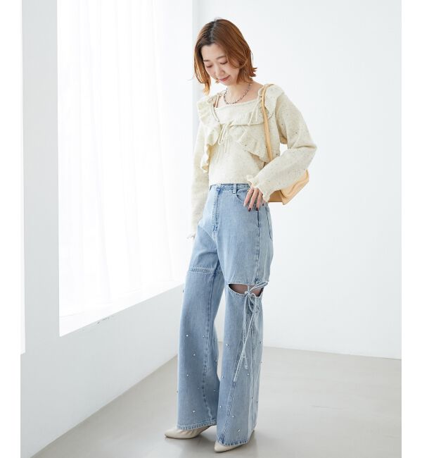 MAJESTICLEGON「ネップキャミセットフリルカーディガン」|カーディガン|