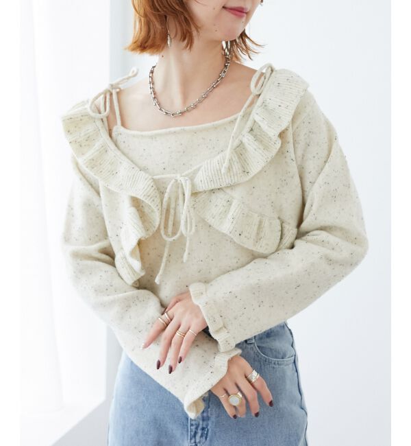 MAJESTICLEGON「ネップキャミセットフリルカーディガン」|カーディガン|