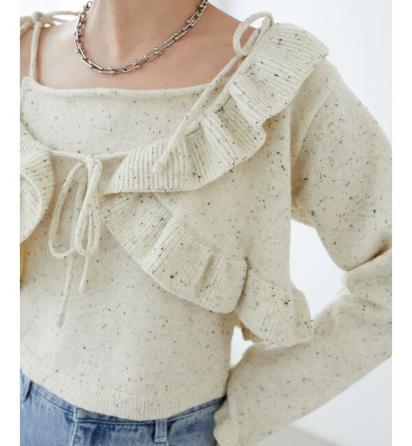 MAJESTICLEGON「ネップキャミセットフリルカーディガン」|カーディガン|