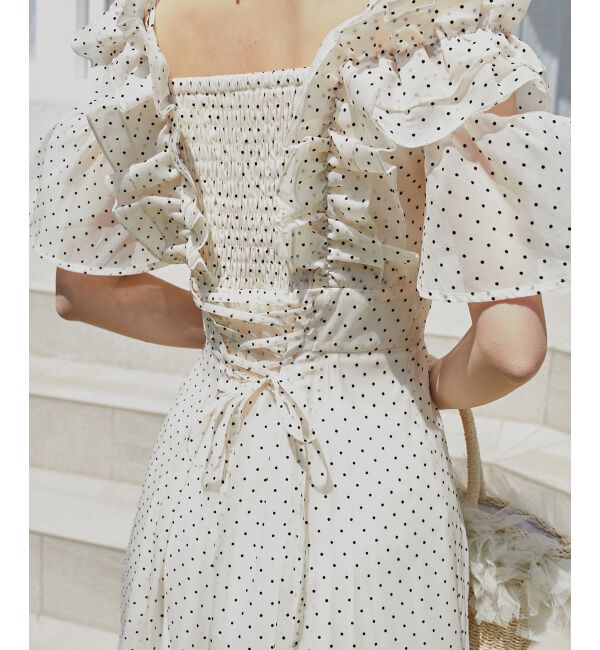  「バックレースアップフリルワンピース」|ワンピース|