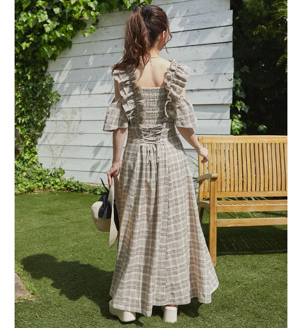  「バックレースアップフリルワンピース」|ワンピース|