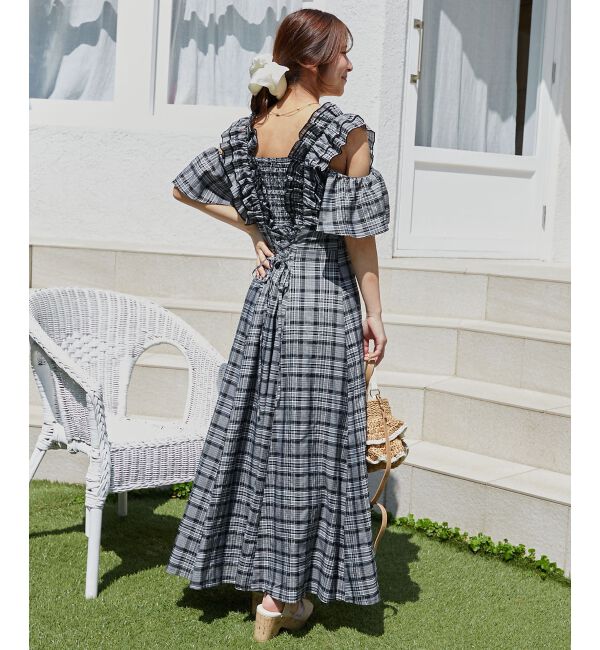  「バックレースアップフリルワンピース」|ワンピース|