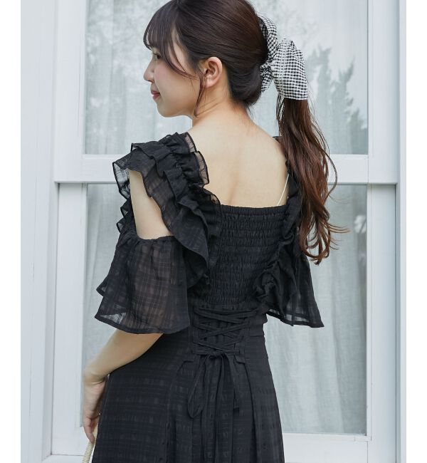  「バックレースアップフリルワンピース」|ワンピース|