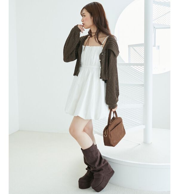  「カーデ&times;バルーンキャミワンピセット」|ワンピース|