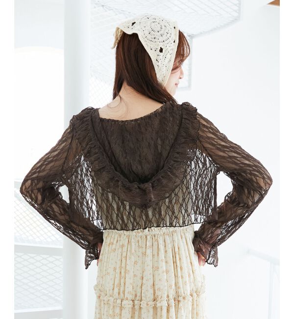  「フード付きフリルカーデ」|カーディガン|