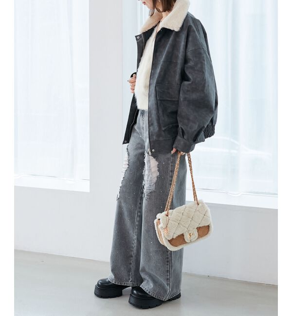  「キラキラレースダメージデニム」|デニム|