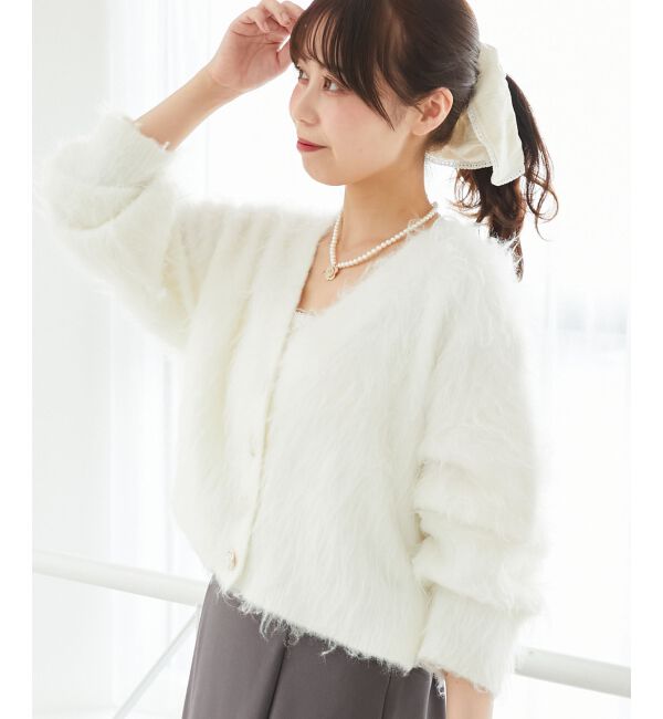  「ふわふわVネックショートカーデ」|カーディガン|
