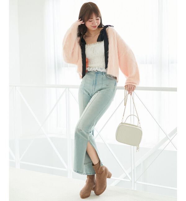  「ふわふわVネックショートカーデ」|カーディガン|