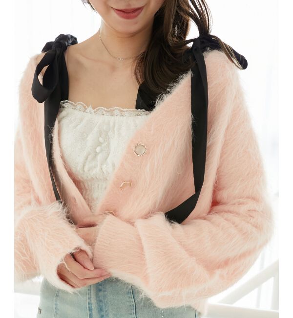  「ふわふわVネックショートカーデ」|カーディガン|