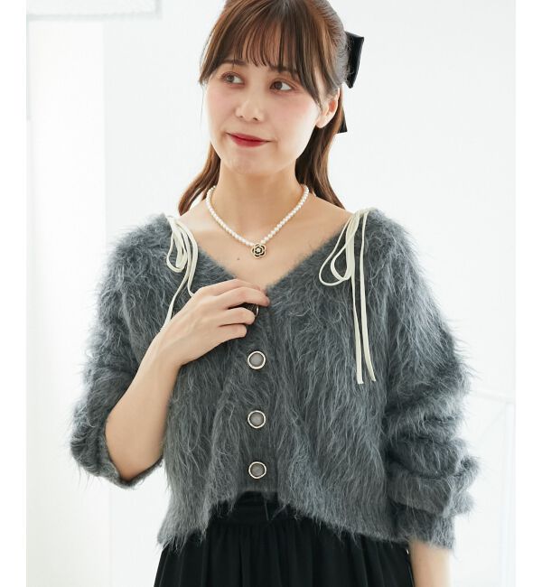  「ふわふわVネックショートカーデ」|カーディガン|
