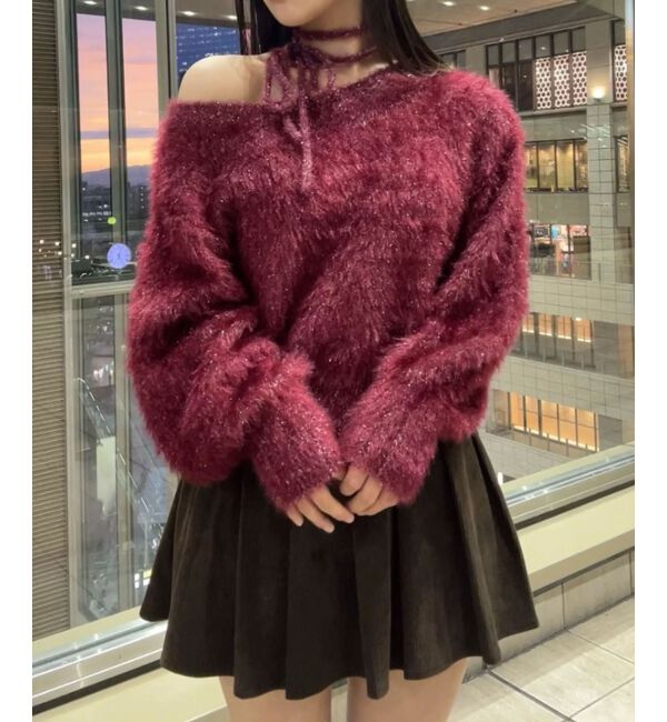  「キラメキチョーカーセットシャギーニット」|ニット・セーター|