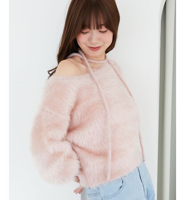  「キラメキチョーカーセットシャギーニット」|ニット・セーター|