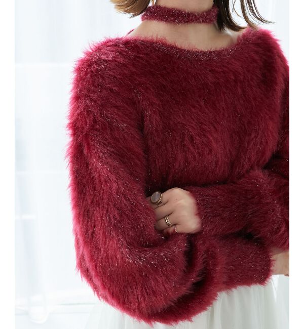  「キラメキチョーカーセットシャギーニット」|ニット・セーター|