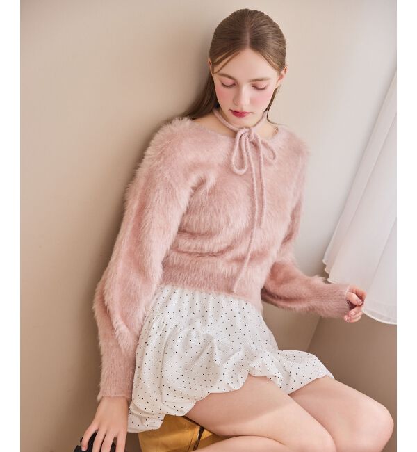  「キラメキチョーカーセットシャギーニット」|ニット・セーター|ピンク