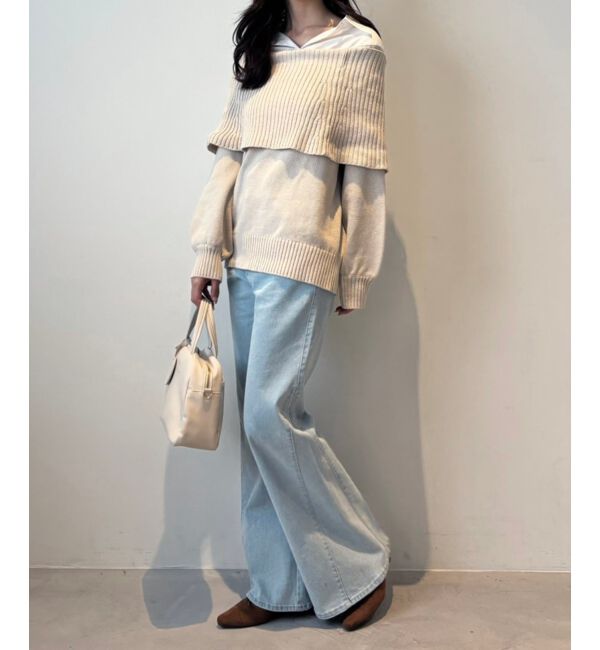  「シャツドッキングミディ丈ニット」|ニット・セーター|