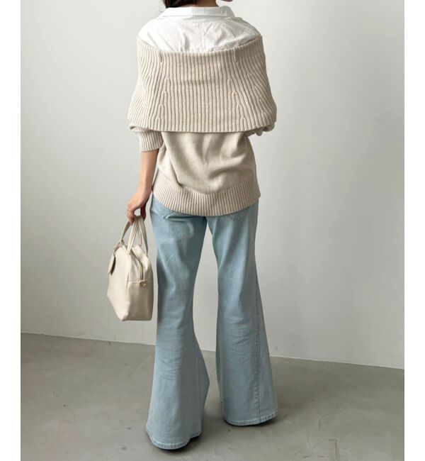  「シャツドッキングミディ丈ニット」|ニット・セーター|