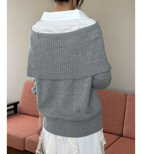  「シャツドッキングミディ丈ニット」|ニット・セーター|