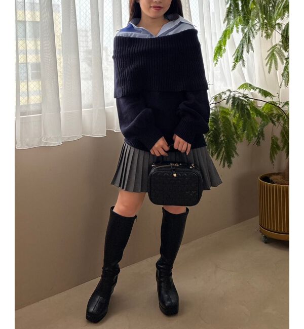  「シャツドッキングミディ丈ニット」|ニット・セーター|